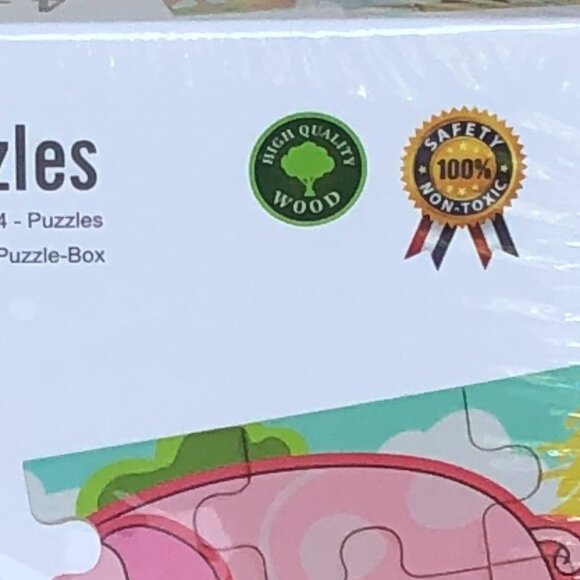 New Sealed  Viga Wooden Jigsaw Puzzle -Farm 4 in 1 For Age  2Y+ - Picture 10 of 10